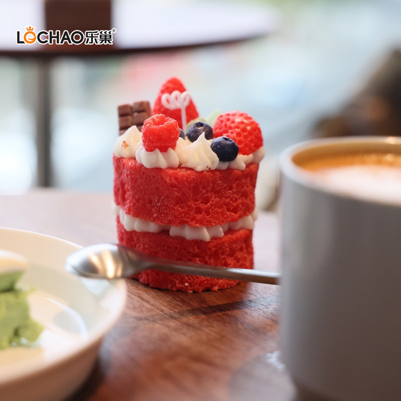 Bougie Parfumée À Deux Couches Pour Gâteau Aux Fraises