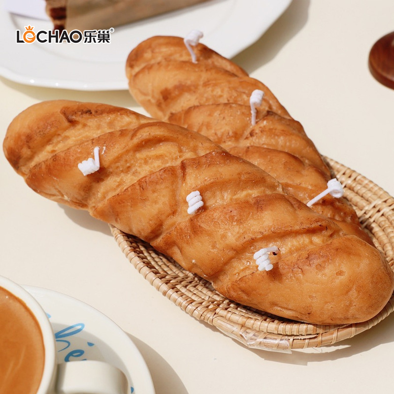 Bougie Parfumée En Forme De Gâteau Au Pain Moelleux Et Baguette Créative