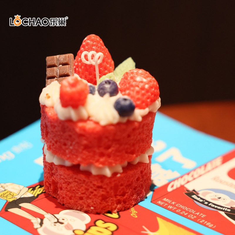 Bougie Parfumée À Deux Couches Pour Gâteau Aux Fraises