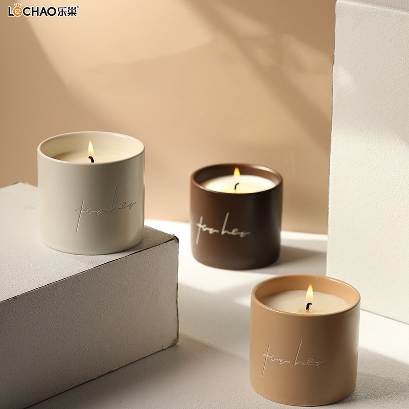 Bougie D'aromathérapie De Style Nordique En Forme De Tasse En Céramique